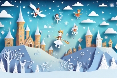 Firefly-many-different-fairy-tales-characters-jumping-out-of-the-paper-cut-outs-castle-background-1