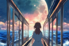 ghibli_girl_unreal_fantasy_sea_moon_train_galaxy_clam